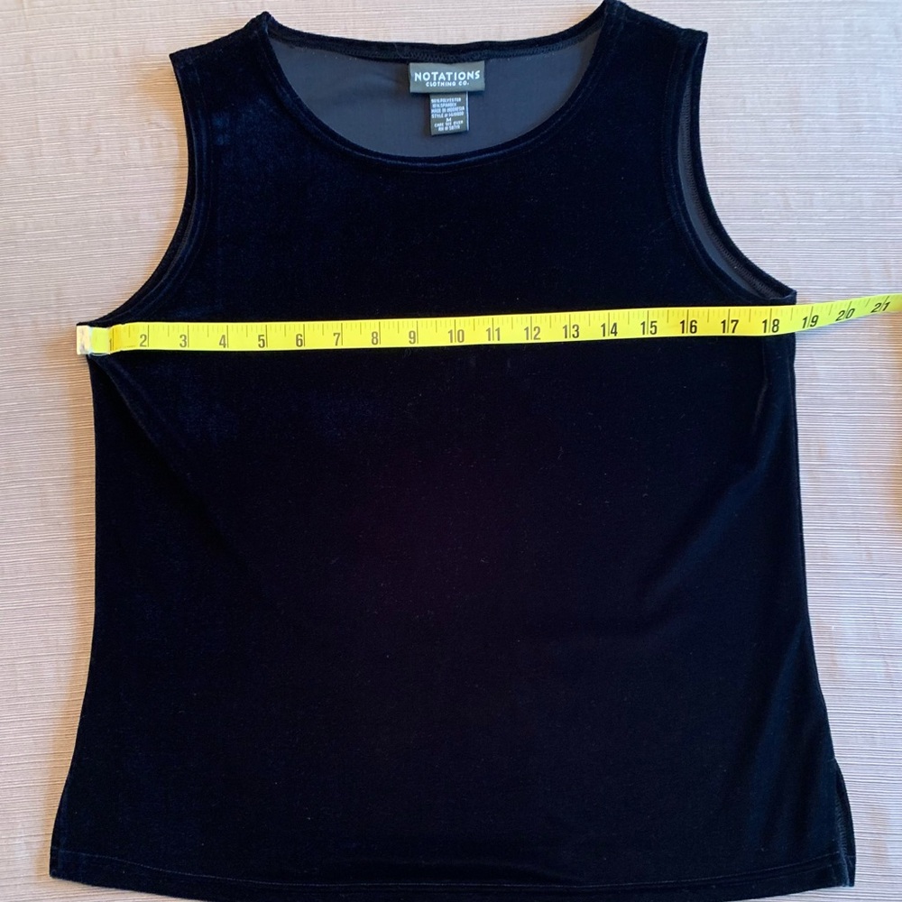 Notations Women's Elegant Black Velvet Tank Top Holiday Classic - Picture 3 of 7